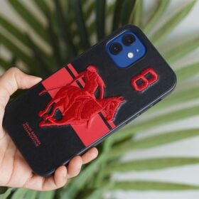 Red Black Luxury Woven Leather Case for iphone 12