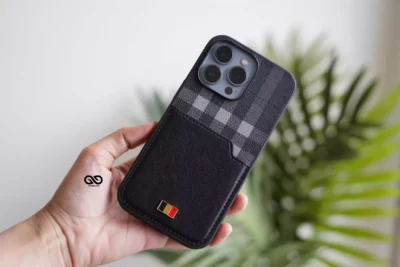 Chequered Leather Case with Card Slot 90 Chequered Leather Case with Card Slot