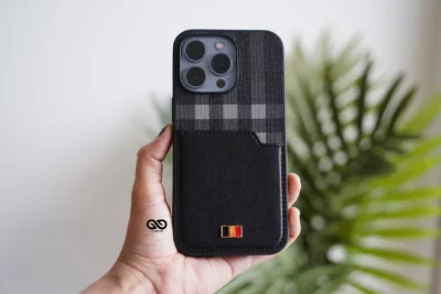 Chequered Leather Case with Card Slot 92 Chequered Leather Case with Card Slot