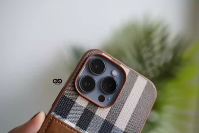 Chequered Leather Case with Card Slot 94 Chequered Leather Case with Card Slot