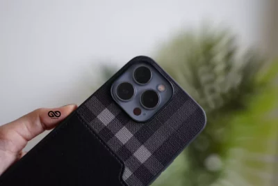 Chequered Leather Case with Card Slot 77 Chequered Leather Case with Card Slot