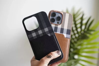 Chequered Leather Case with Card Slot 78 Chequered Leather Case with Card Slot