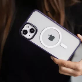 Deep Purple Magsafe Drop Proof Sleek Transparent case For iPhone 13