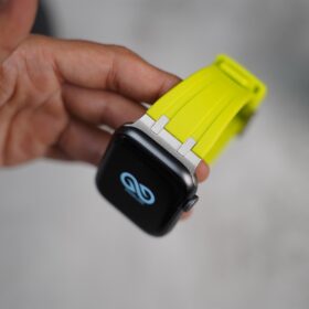 Electric Neon Fluoro Rubber Strap For Apple Watch 44MM 45MM Series 4 5 6 7 8 9 SE SE 2 Gen