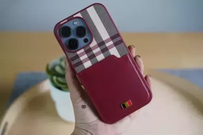 Chequered Leather Case with Card Slot 109 Chequered Leather Case with Card Slot