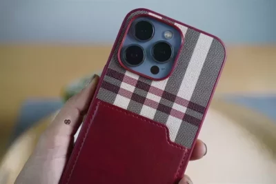 Chequered Leather Case with Card Slot 113 Chequered Leather Case with Card Slot