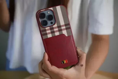 Chequered Leather Case with Card Slot 114 Chequered Leather Case with Card Slot