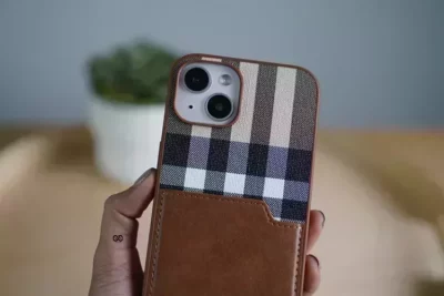 Chequered Leather Case with Card Slot 102 Chequered Leather Case with Card Slot